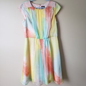 Vince Camuto pastel feathers dress